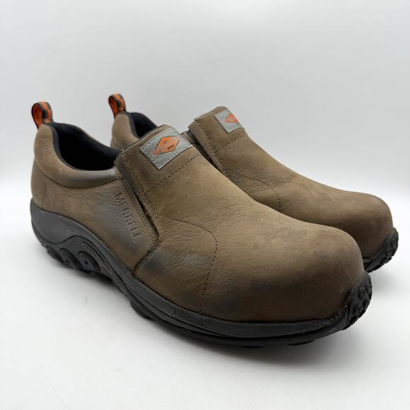 Merrell Mens Jungle Moc Toe Work Shoes US 15 M Brown Suede Slip On CT NIB - Picture 5 of 12